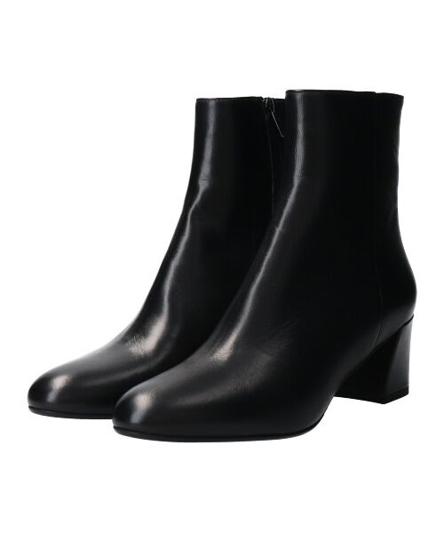 INTER-CHAUSSURES/インター ショシュール 【FABIO RUSCONI】インサイドジップレザーショートブーツ ブラック 39