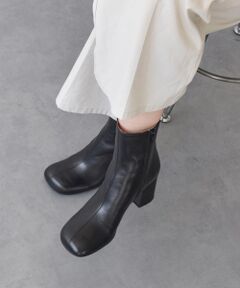 INTER-CHAUSSURES / インター ショシュール ブーツ（ショート丈） | 【FABIO RUSCONI】スクエアトウミドルヒールレザーブーツ