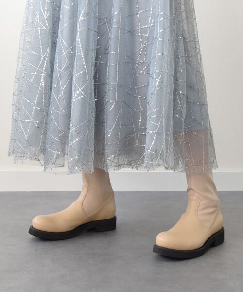 INTER-CHAUSSURES/インター ショシュール 【FABIO RUSCONI】ラウンドトウストレッチブーツ ライトベージュ雑材 35 INTER-CHAUSSURES/インター ショシュール 【FABIO RUSCONI】ラウンドトウストレッチブーツ ライトベージュ雑材 35