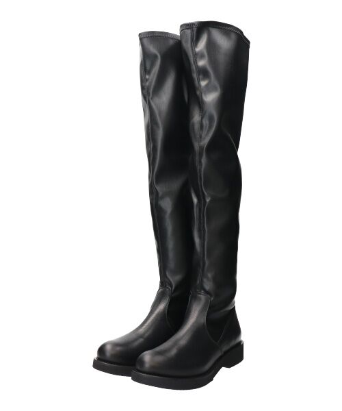 INTER-CHAUSSURES/インター ショシュール 【FABIO RUSCONI】ヒールアップストレッチニーハイブーツ ブラック 38 INTER-CHAUSSURES/インター ショシュール 【FABIO RUSCONI】ヒールアップストレッチニーハイブーツ ブラック 38