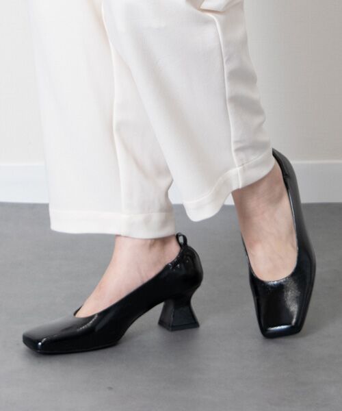 INTER-CHAUSSURES / インター ショシュール パンプス | 【FABIO RUSCONI】スクエアトウセンターシームパンプス(ブラックエナメル)