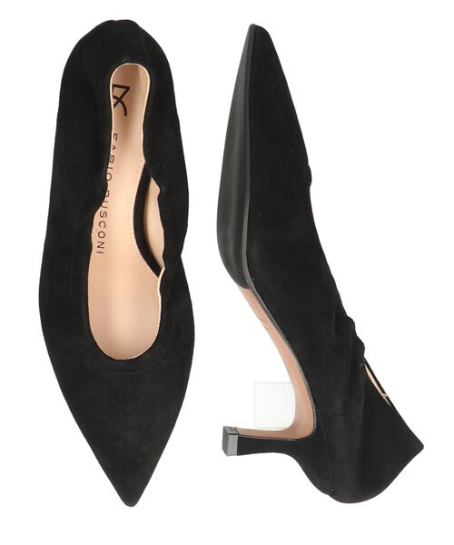 INTER-CHAUSSURES/インター ショシュール 【FABIO RUSCONI】ポインテッドトウシャーリングパンプス ブラックスウェード 37 INTER-CHAUSSURES/インター ショシュール 【FABIO RUSCONI】ポインテッドトウシャーリングパンプス ブラックスウェード 37