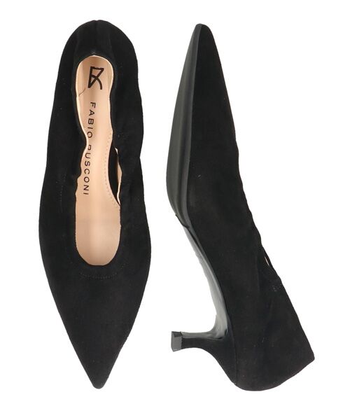 INTER-CHAUSSURES/インター ショシュール 【FABIO RUSCONI】シャーリングポインテッドパンプス ブラックスウェード 35 INTER-CHAUSSURES/インター ショシュール 【FABIO RUSCONI】シャーリングポインテッドパンプス ブラックスウェード 35