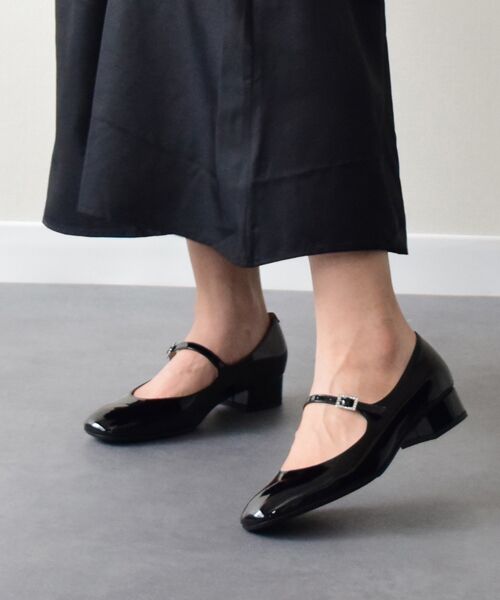INTER-CHAUSSURES/インター ショシュール 【FABIO RUSCONI】ワンストラップローヒールパンプス ブラックエナメル 39 INTER-CHAUSSURES/インター ショシュール 【FABIO RUSCONI】ワンストラップローヒールパンプス ブラックエナメル 39