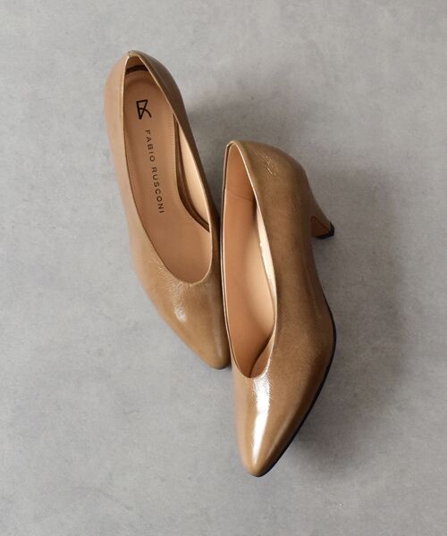 INTER-CHAUSSURES/インター ショシュール 【FABIO RUSCONI】コーンヒールポインテッドトウパンプス オークエナメル 35 INTER-CHAUSSURES/インター ショシュール 【FABIO RUSCONI】コーンヒールポインテッドトウパンプス オークエナメル 35