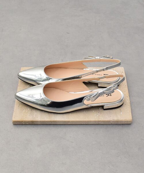 INTER-CHAUSSURES/インター ショシュール 【FABIO RUSCONI】サイドリボンローヒールバックバンド シルバー 36 INTER-CHAUSSURES/インター ショシュール 【FABIO RUSCONI】サイドリボンローヒールバックバンド シルバー 36