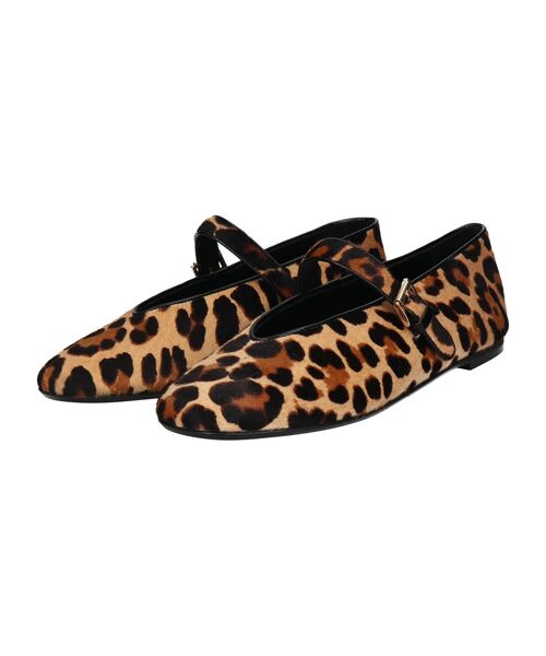 INTER-CHAUSSURES / インター ショシュール パンプス | 【FABIO RUSCONI】レオパード柄ストラップフラットパンプス | 詳細1