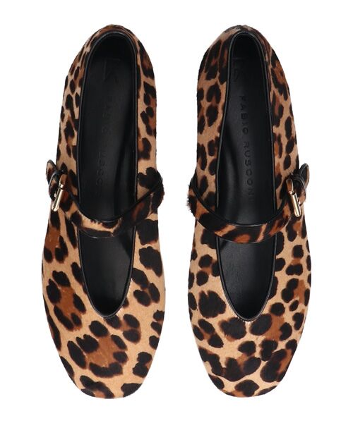 INTER-CHAUSSURES / インター ショシュール パンプス | 【FABIO RUSCONI】レオパード柄ストラップフラットパンプス | 詳細5