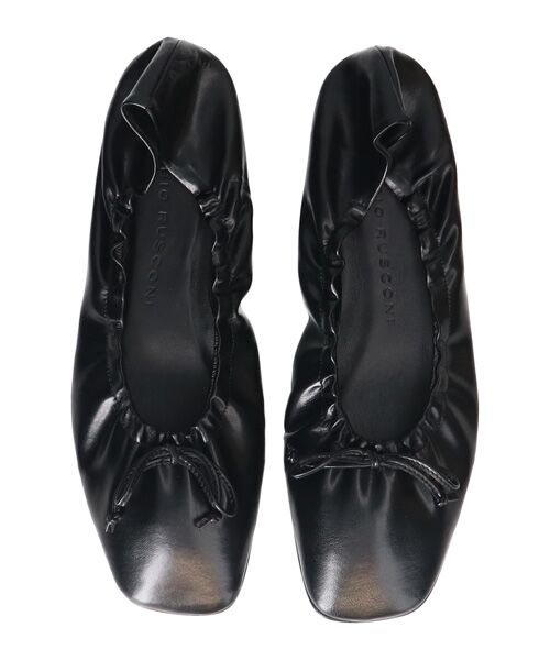 INTER-CHAUSSURES/インター ショシュール 【FABIO RUSCONI】スクエアトウフラットシャーリングバレエ ブラック 39 INTER-CHAUSSURES/インター ショシュール 【FABIO RUSCONI】スクエアトウフラットシャーリングバレエ ブラック 39