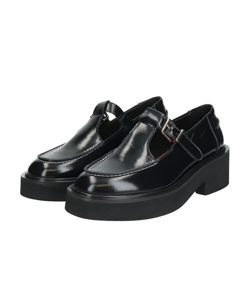 INTER-CHAUSSURES/インター ショシュール 【FABIO RUSCONI】ラウンドトウ厚底Tストラップシューズ ブラック 38 INTER-CHAUSSURES/インター ショシュール 【FABIO RUSCONI】ラウンドトウ厚底Tストラップシューズ ブラック 38