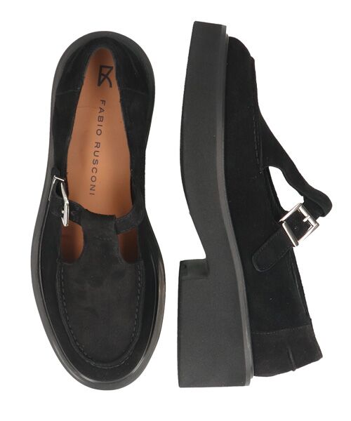 INTER-CHAUSSURES/インター ショシュール 【FABIO RUSCONI】ラウンドトウ厚底Tストラップシューズ ブラックスウェード 39 INTER-CHAUSSURES/インター ショシュール 【FABIO RUSCONI】ラウンドトウ厚底Tストラップシューズ ブラックスウェード 39