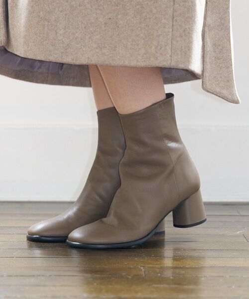 INTER-CHAUSSURES/インター ショシュール 【FABIO RUSCONI】オブリークトウサイドシームショートブーツ オーク 39