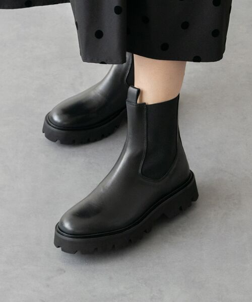 INTER-CHAUSSURES/インター ショシュール 【FABIO RUSCONI】タンクソールサイドゴアブーツ ブラック 39