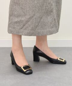 INTER-CHAUSSURES / インター ショシュール パンプス | 【INTER-CHAUSSURES】スクエアトウメタルバックルパンプス