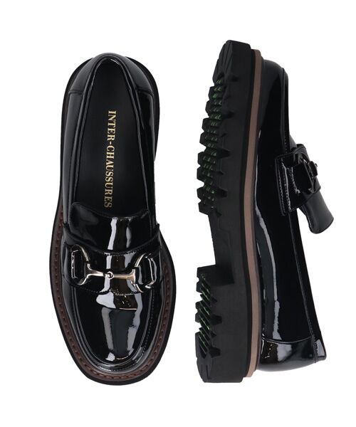 INTER-CHAUSSURES/インター ショシュール 【INTER-CHAUSSURES】撥水厚底ビットローファー ブラックエナメル 37 INTER-CHAUSSURES/インター ショシュール 【INTER-CHAUSSURES】撥水厚底ビットローファー ブラックエナメル 37