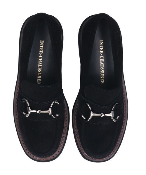 INTER-CHAUSSURES/インター ショシュール 【INTER-CHAUSSURES】撥水厚底ビットローファー ブラックスウェード 37 INTER-CHAUSSURES/インター ショシュール 【INTER-CHAUSSURES】撥水厚底ビットローファー ブラックスウェード 37