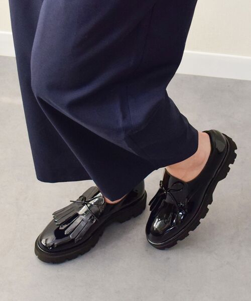 INTER-CHAUSSURES/インター ショシュール 【INTER-CHAUSSURES】ライトタンクソールキルトシューズ ブラックエナメル 36 INTER-CHAUSSURES/インター ショシュール 【INTER-CHAUSSURES】ライトタンクソールキルトシューズ ブラックエナメル 36