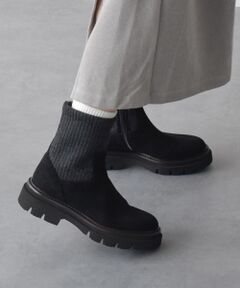 INTER-CHAUSSURES / インター ショシュール ブーツ（ショート丈） | 【LUCA GROSSI】タンクソールリブニットショートブーツ