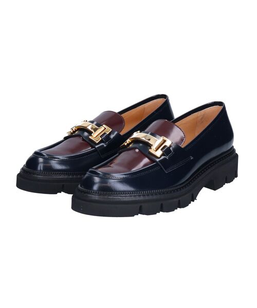 INTER-CHAUSSURES/インター ショシュール 【LUCA GROSSI】タンクソールメタルバックルローファー ブルーコンビ 36 INTER-CHAUSSURES/インター ショシュール 【LUCA GROSSI】タンクソールメタルバックルローファー ブルーコンビ 36