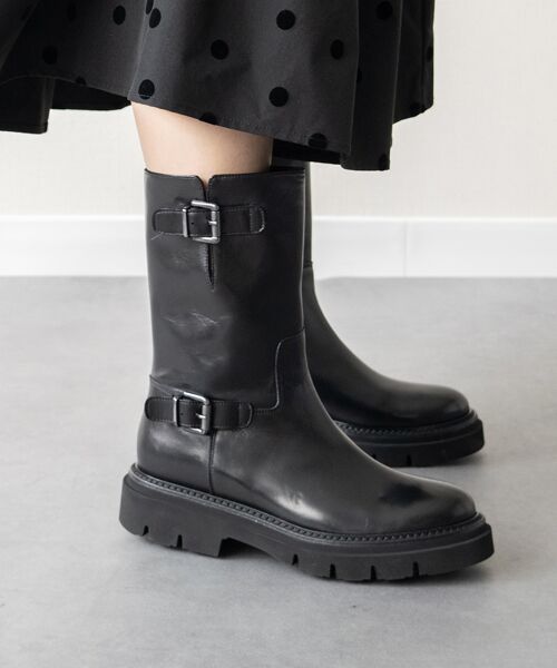 INTER-CHAUSSURES/インター ショシュール 【LUCA GROSSI】タンクソールラウンドトウエンジニアブーツ ブラック 38 INTER-CHAUSSURES/インター ショシュール 【LUCA GROSSI】タンクソールラウンドトウエンジニアブーツ ブラック 38