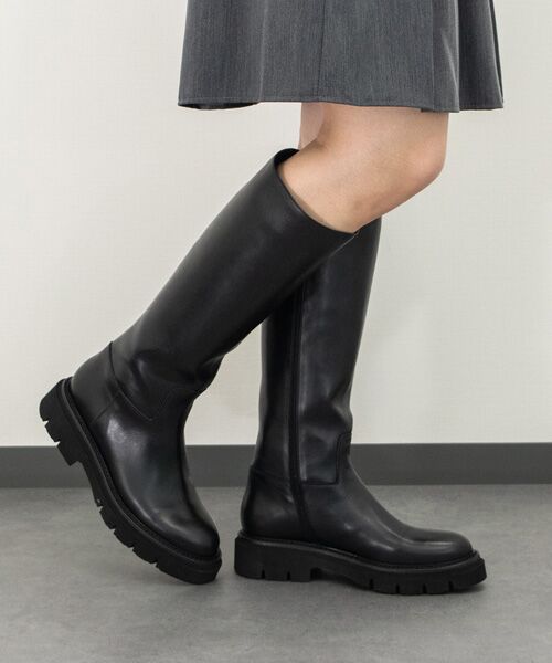 INTER-CHAUSSURES/インター ショシュール 【LUCA GROSSI】ラウンドトウタンクソールロングブーツ ブラック 37 INTER-CHAUSSURES/インター ショシュール 【LUCA GROSSI】ラウンドトウタンクソールロングブーツ ブラック 37