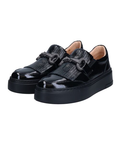 INTER-CHAUSSURES/インター ショシュール 【LUCA GROSSI】ビジュービットキルトスリッポンスニーカー ブラックエナメル 35 INTER-CHAUSSURES/インター ショシュール 【LUCA GROSSI】ビジュービットキルトスリッポンスニーカー ブラックエナメル 35