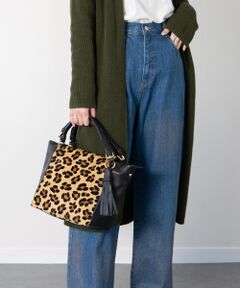 INTER-CHAUSSURES / インター ショシュール ハンドバッグ | 【Andrea Cardone】レザーハンドルレオパード柄ハンドバッグ