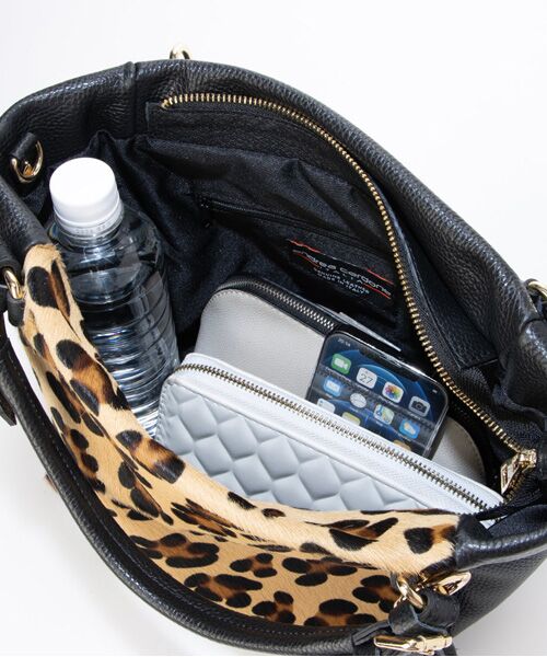 INTER-CHAUSSURES / インター ショシュール ハンドバッグ | 【Andrea Cardone】レザーハンドルレオパード柄ハンドバッグ | 詳細5