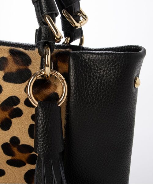 INTER-CHAUSSURES / インター ショシュール ハンドバッグ | 【Andrea Cardone】レザーハンドルレオパード柄ハンドバッグ | 詳細6