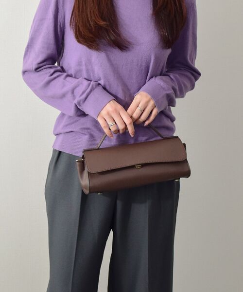 INTER-CHAUSSURES/インター ショシュール 【LORISTELLA】レザーワイドフラップバッグ ダークブラウン ALL INTER-CHAUSSURES/インター ショシュール 【LORISTELLA】レザーワイドフラップバッグ ダークブラウン ALL