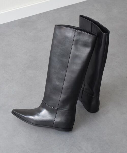 INTER-CHAUSSURES/インター ショシュール 【CORSO ROMA,9】インヒールセミルーズフィットロングブーツ ブラック 36 INTER-CHAUSSURES/インター ショシュール 【CORSO ROMA,9】インヒールセミルーズフィットロングブーツ ブラック 36