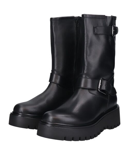 INTER-CHAUSSURES/インター ショシュール 【CORSO ROMA,9】ラウンドトウ厚底エンジニアブーツ ブラック 37 INTER-CHAUSSURES/インター ショシュール 【CORSO ROMA,9】ラウンドトウ厚底エンジニアブーツ ブラック 37