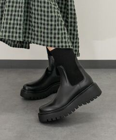 INTER-CHAUSSURES / インター ショシュール ブーツ（ショート丈） | 【CORSO ROMA，9】モールドソールリブニットショートブーツ