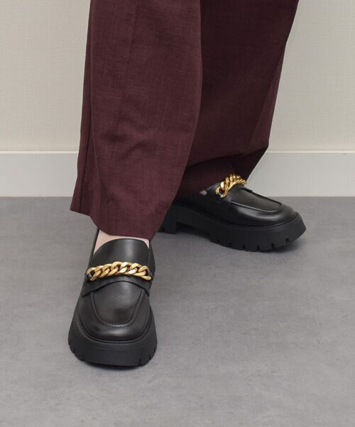 INTER-CHAUSSURES/インター ショシュール 【CARRANO】ボリュームソールチェーンビットローファー ブラック 38