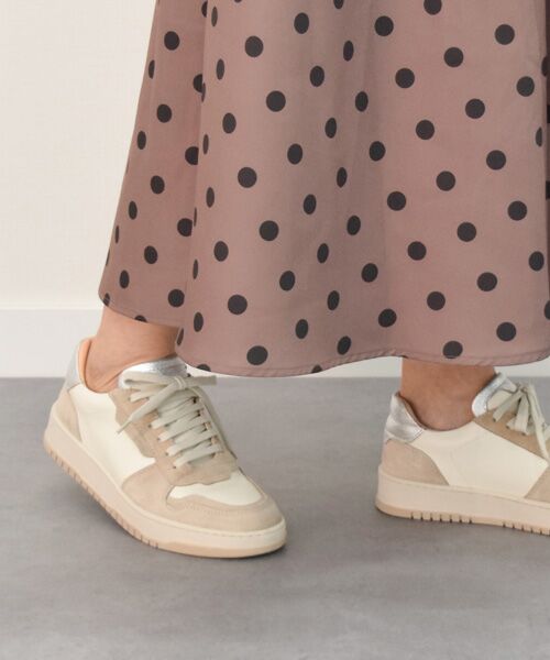 INTER-CHAUSSURES/インター ショシュール 【QUSHELI】異素材コンビレースアップスニーカー アイボリーコンビ 39