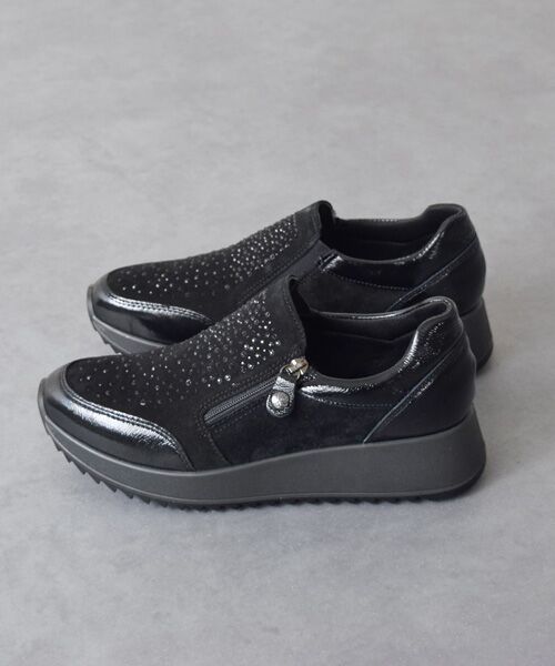 INTER-CHAUSSURES/インター ショシュール 【IMAC】サイドジップホットフィックススニーカー ブラックコンビ 38