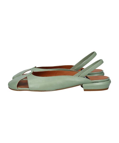 INTER-CHAUSSURES / インター ショシュール フラットシューズ | 【ANGEL ALARCON】オブリークトウローヒールバックバンド（グリーン）