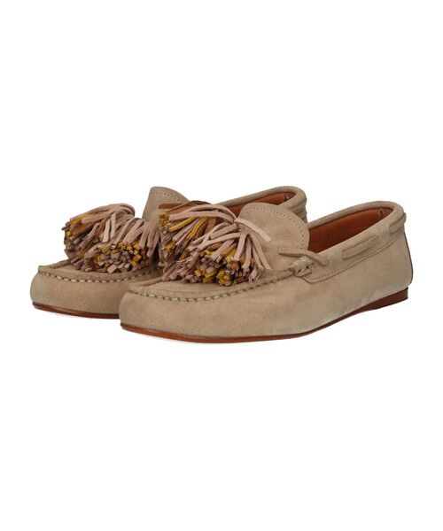 INTER-CHAUSSURES / インター ショシュール フラットシューズ | 【ANGEL ALARCON】スエードフリンジローファー（ベージュスウェード）