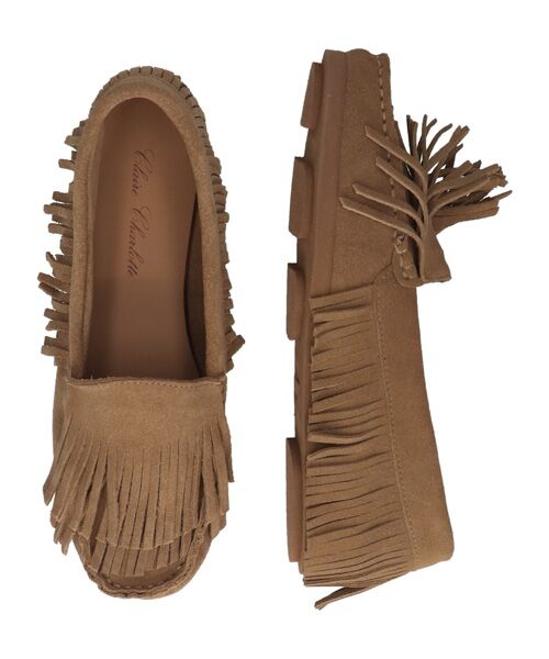 INTER-CHAUSSURES / インター ショシュール フラットシューズ | 【Claire Charlotte】フリンジスエードモカシン（キャメルスウェード）