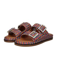 INTER-CHAUSSURES / インター ショシュール サンダル | 【ALBI】ビジューバックルダブルベルトサンダル