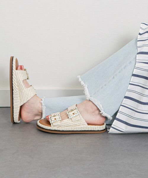 INTER-CHAUSSURES / インター ショシュール サンダル | 【ALBI】ビジューバックルダブルベルトサンダル | 詳細14