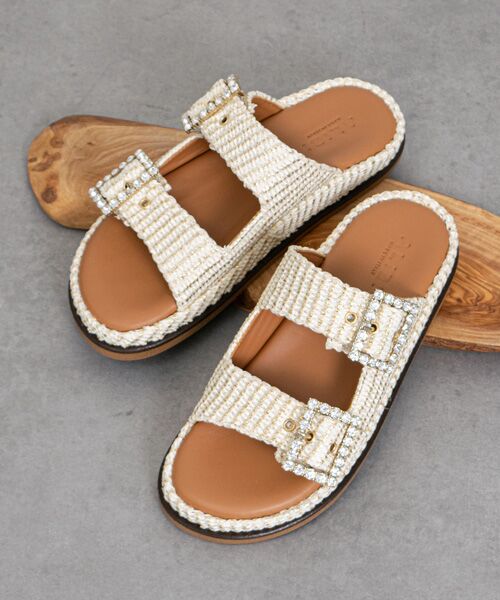 INTER-CHAUSSURES / インター ショシュール サンダル | 【ALBI】ビジューバックルダブルベルトサンダル | 詳細16