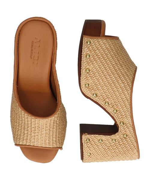 INTER-CHAUSSURES / インター ショシュール サンダル | 【ALBI】ラフィアヒールサボサンダル | 詳細6