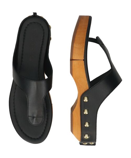 INTER-CHAUSSURES / インター ショシュール サンダル | 【Claire Charlotte】レザートングサボサンダル（ブラック）