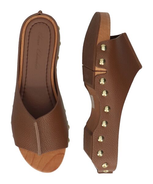 INTER-CHAUSSURES / インター ショシュール サンダル | 【Claire Charlotte】ローヒールサボミュールサンダル（ブラウン）