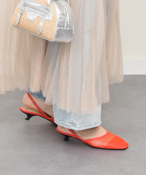 INTER-CHAUSSURES / インター ショシュール パンプス | 【FABIO RUSCONI】スクエアトウネットバックバンドパンプス（レッドコンビ）