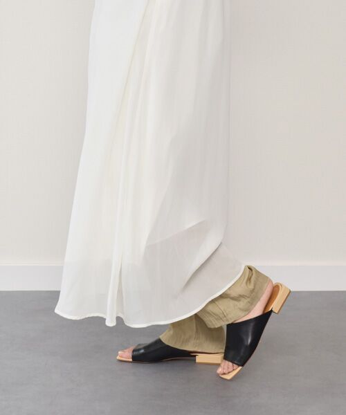 INTER-CHAUSSURES / インター ショシュール サンダル | 【FABIO RUSCONI】スクエアトウカバードローヒールサンダル（ブラックコンビ）