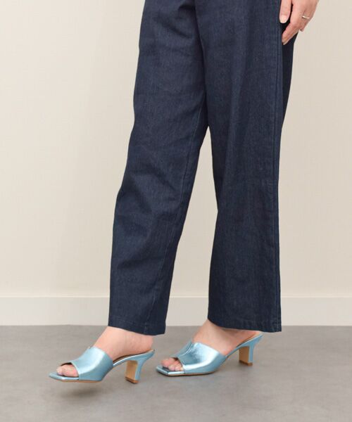 INTER-CHAUSSURES / インター ショシュール サンダル | 【FABIO RUSCONI】スクエアトウセンターシームミュール（ブルー）