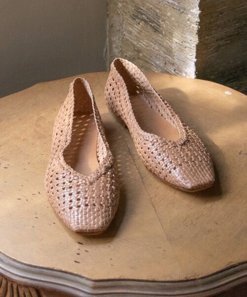 INTER-CHAUSSURES / インター ショシュール フラットシューズ | 【FABIO RUSCONI】スクエアトウメッシュバレエ（ベージュ）