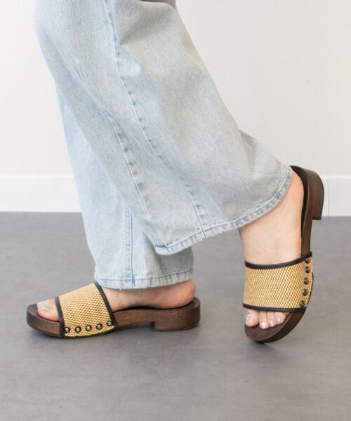 INTER-CHAUSSURES / インター ショシュール サンダル | 【FABIO RUSCONI】ローヒールサボサンダル（ベージュコンビ）